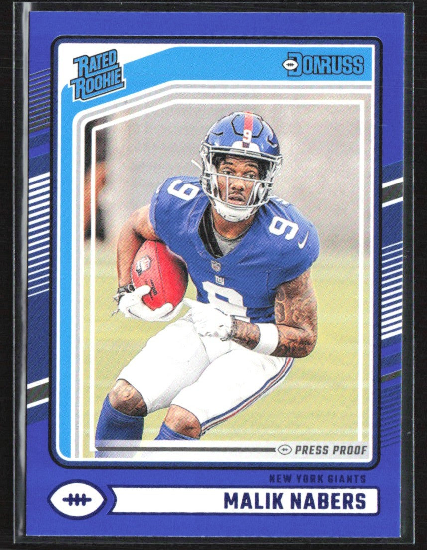 Malik Nabers 2024 Donruss Press Proof Blue RC #383 New York Giants