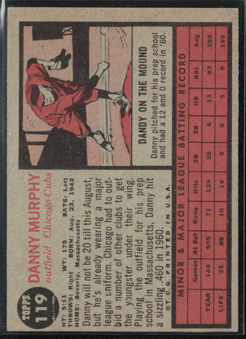 Danny Murphy 1962 Topps RC #119.0 Chicago Cubs