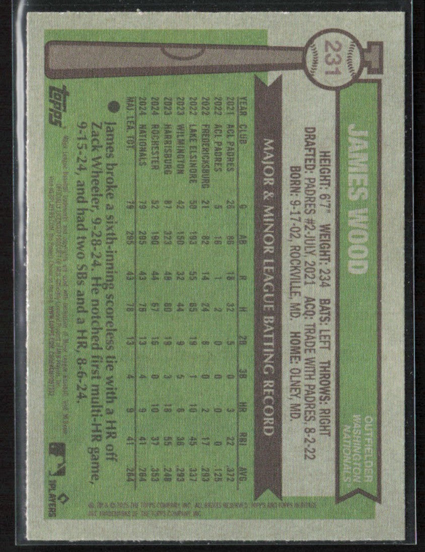 James Wood 2025 Topps Heritage RC #231 Washington Nationals
