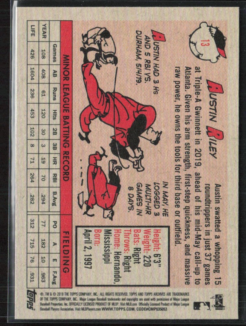 Austin Riley 2019 Topps RC #13 Atlanta Braves