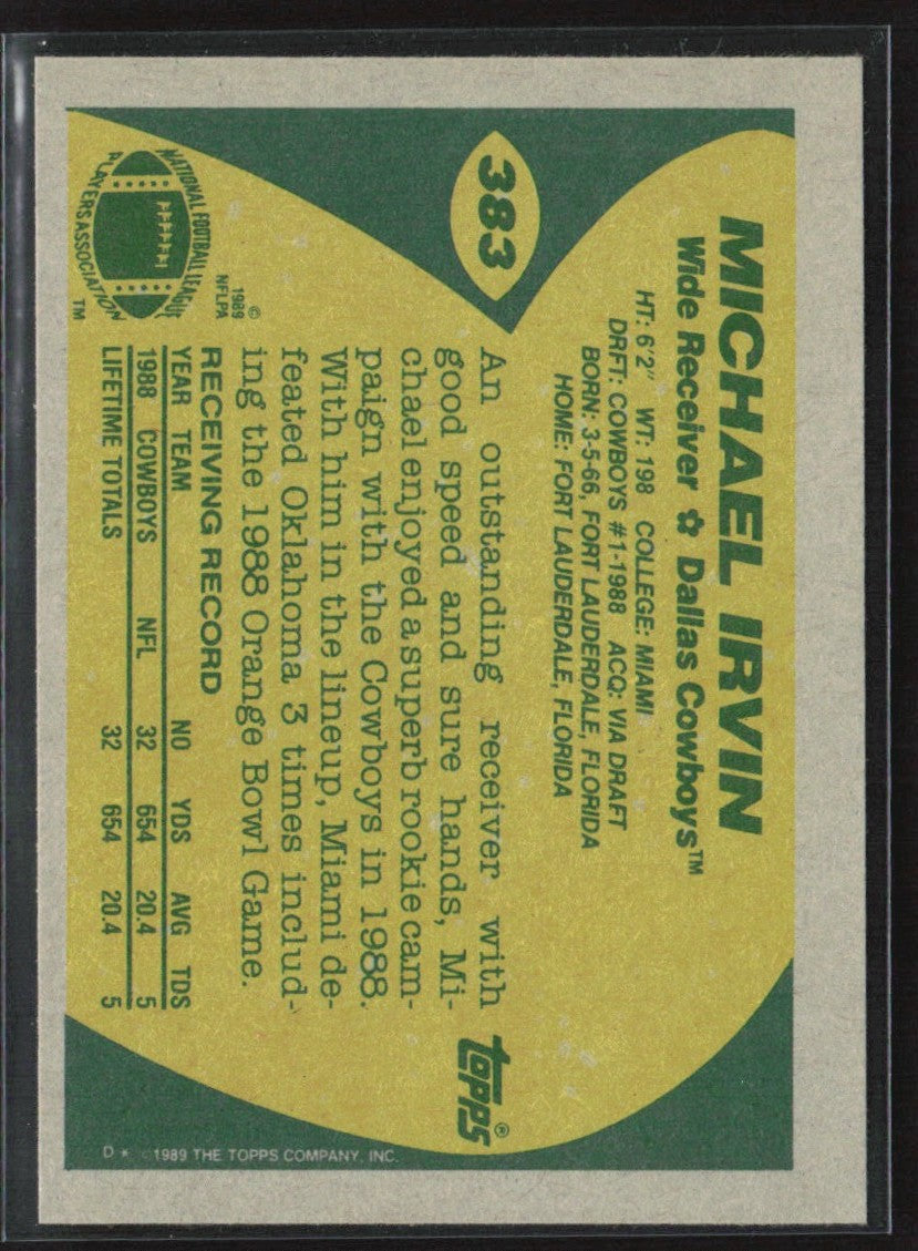 Michael Irvin 1989 Topps RC #383 Dallas Cowboys