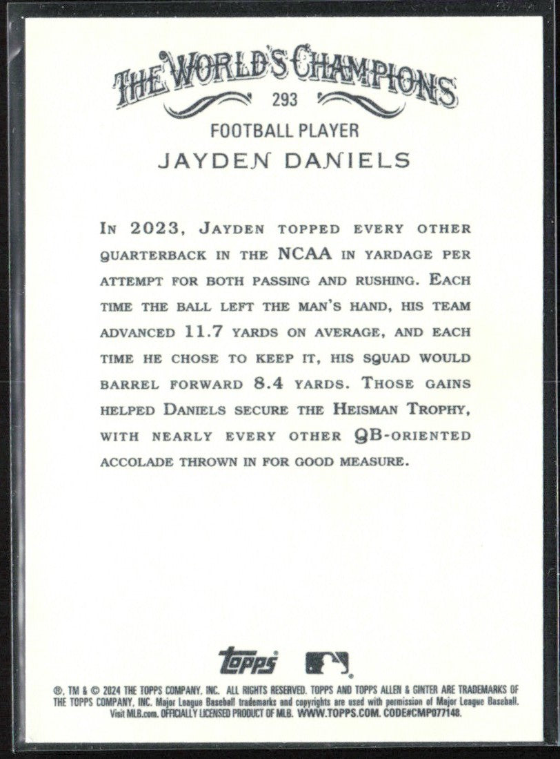 Jayden Daniels 2024 Topps Allen & Ginter RC #293 Washington Commanders