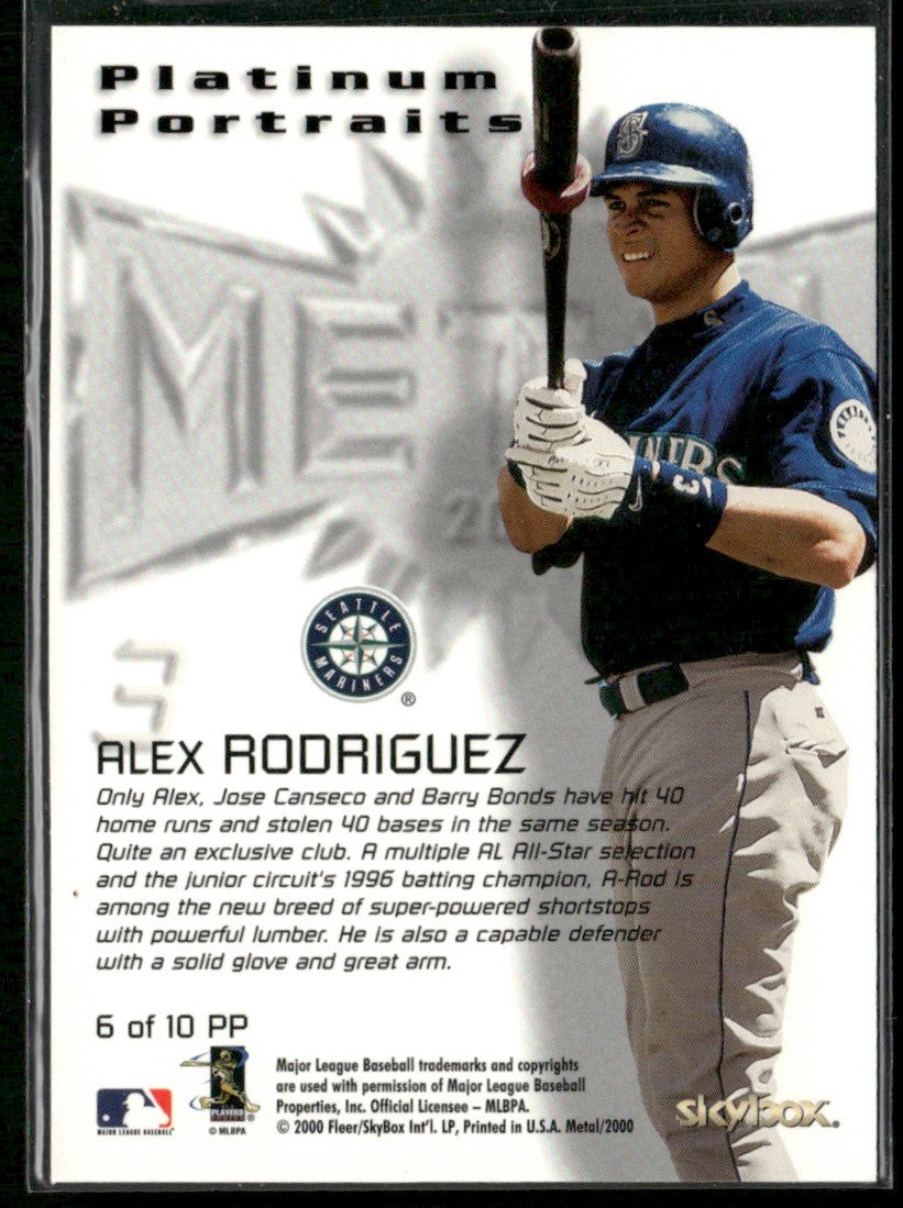 Alex Rodriguez 2000 Metal Platinum Portraits #6 Seattle Mariners