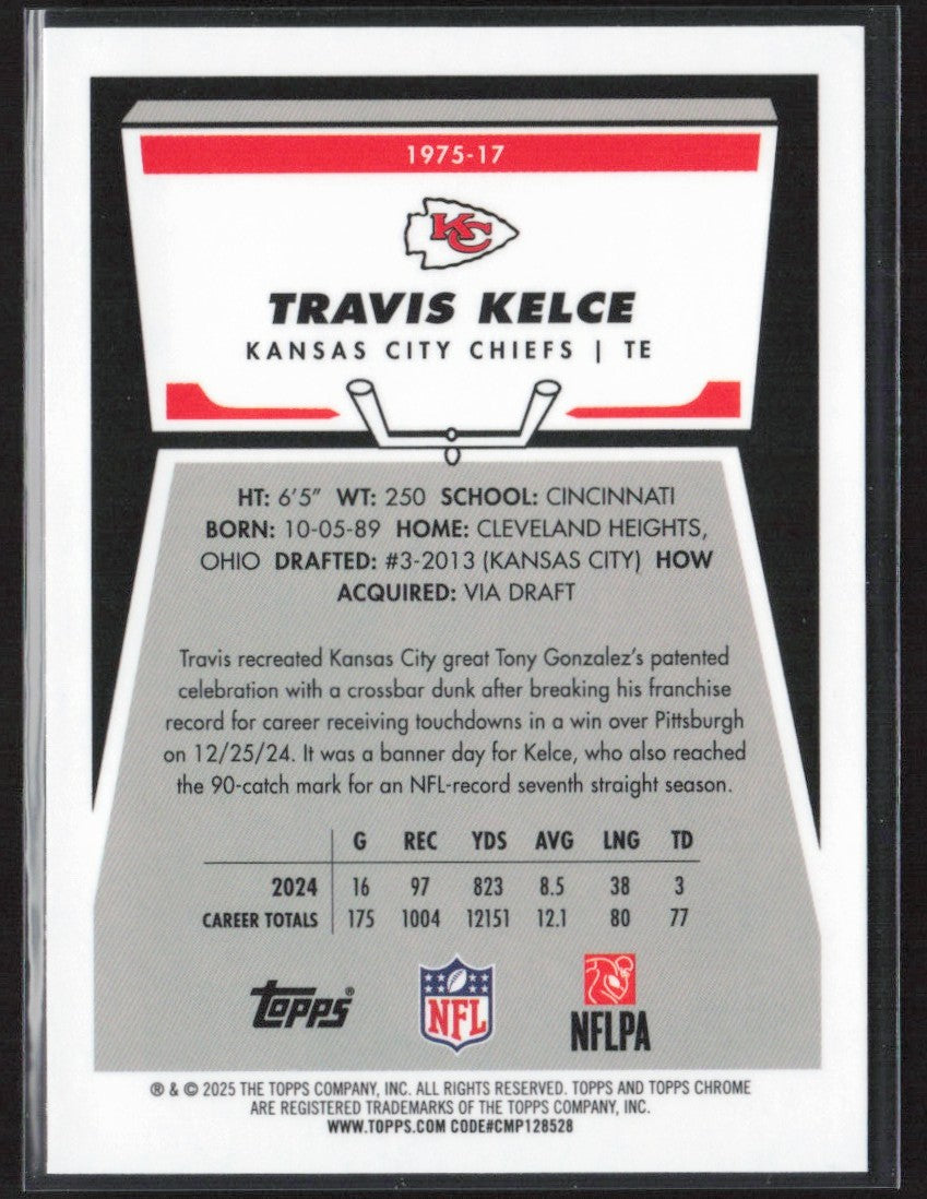 Travis Kelce 2025 Topps Chrome Retro #1975-17 Kansas City Chiefs