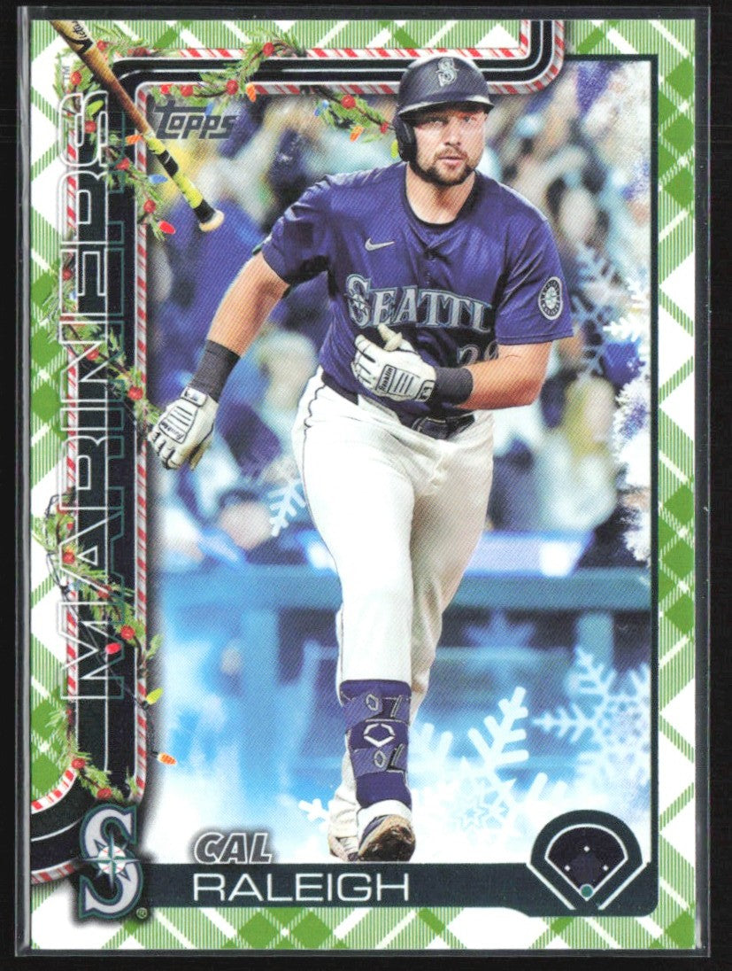 Cal Raleigh 2025 Topps Holiday Green Plaid #H54 Seattle Mariners
