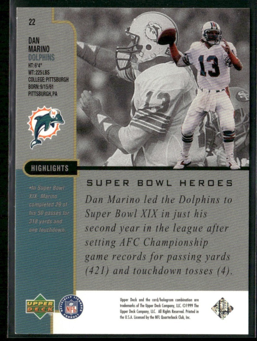 Dan Marino 1999 Upper Deck Super Bowl XXXIII #22 Miami Dolphins