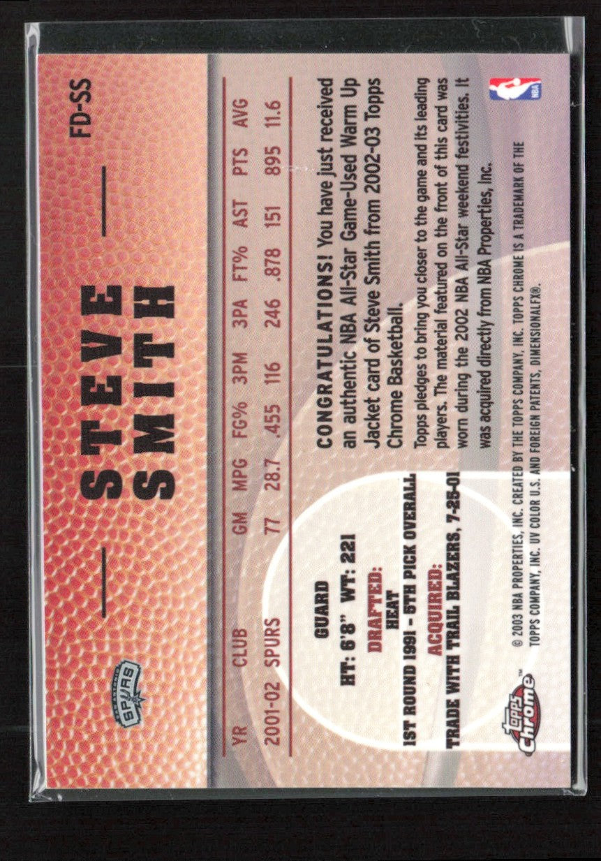 Steve Smith 2002 Topps Chrome Final Destination Relics Jersey #FD-SS