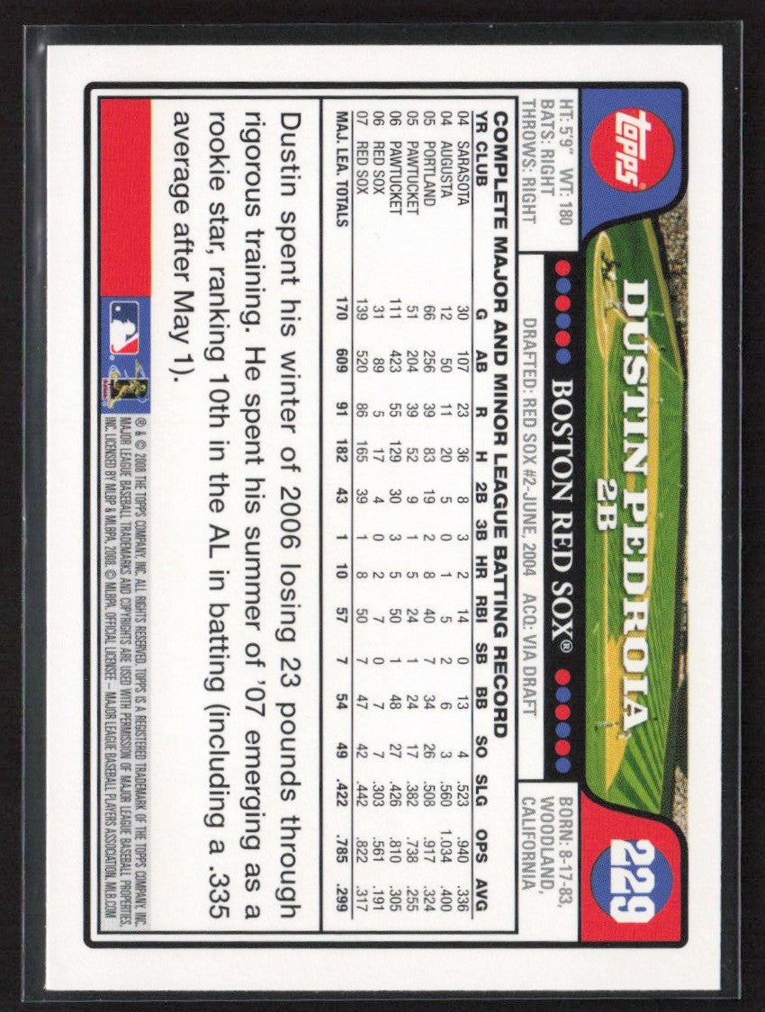 Dustin Pedroia 2008 Topps #229 Boston Red Sox