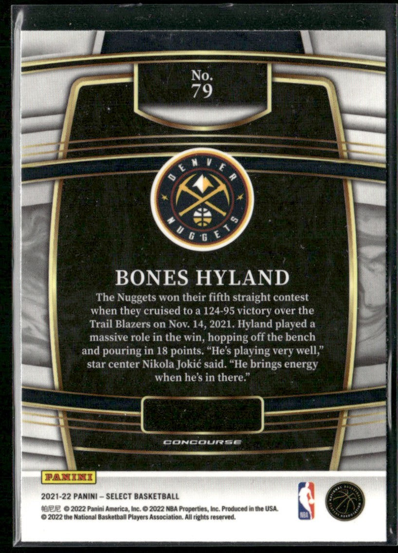Bones Hyland 2021 Panini Select Concourse Retail Blue RC #79 Denver Nuggets