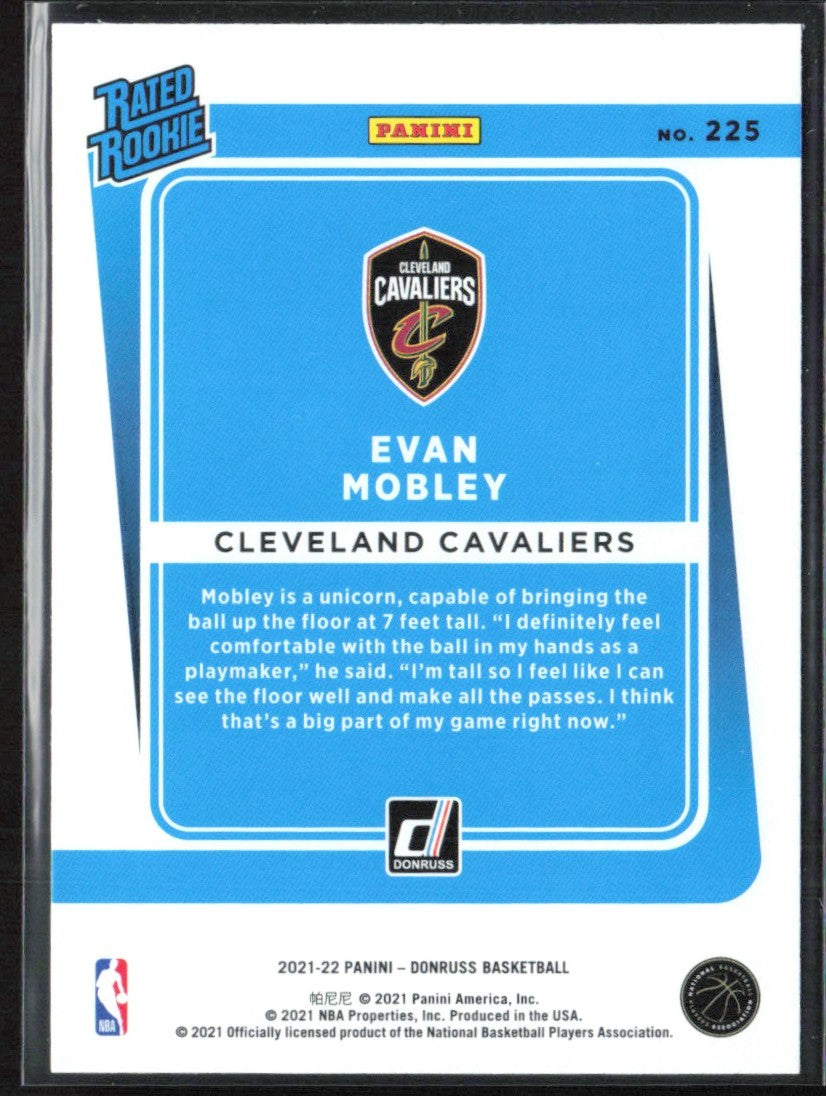 Evan Mobley 2021 Donruss Press Proof Silver RC #225 Cleveland Cavaliers