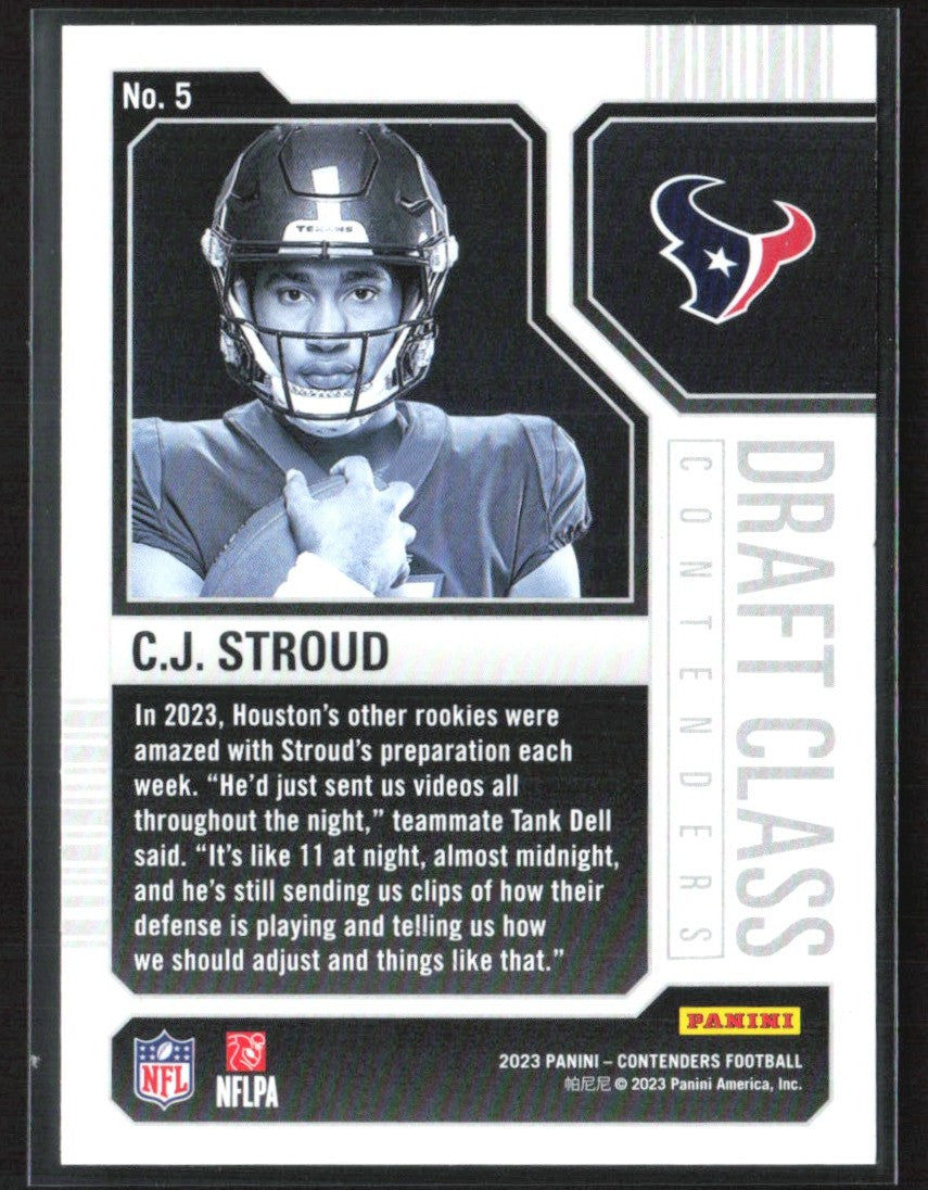 C.J. Stroud 2023 Panini Contenders Draft Class Red RC #5 Houston Texans