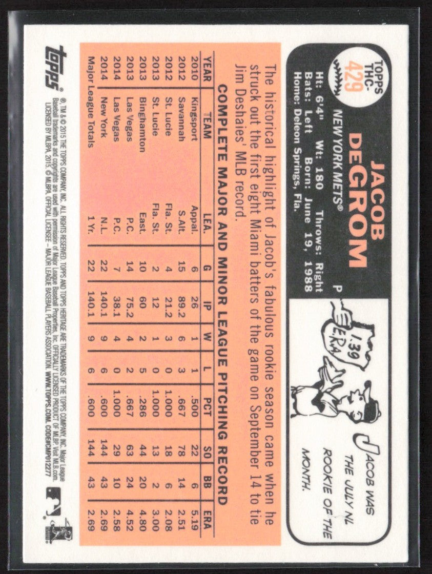 Jacob deGrom 2015 Topps Heritage Retail Foil #THC-429 New York Mets