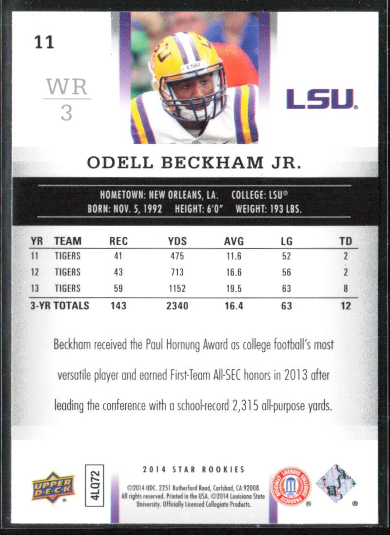 Odell Beckham Jr. 2014 Upper Deck Star Rookies RC #11 LSU Tigers