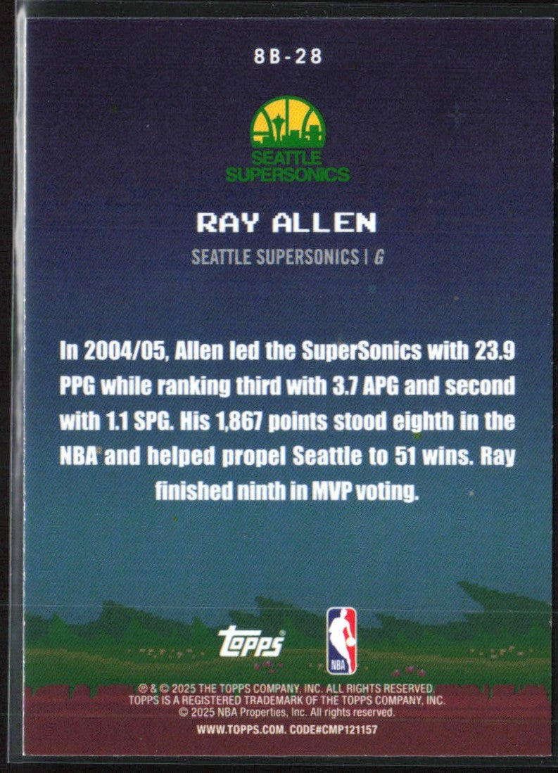 Ray Allen 2025 Topps 8-Bit Ballers #8B-28 Seattle Supersonics