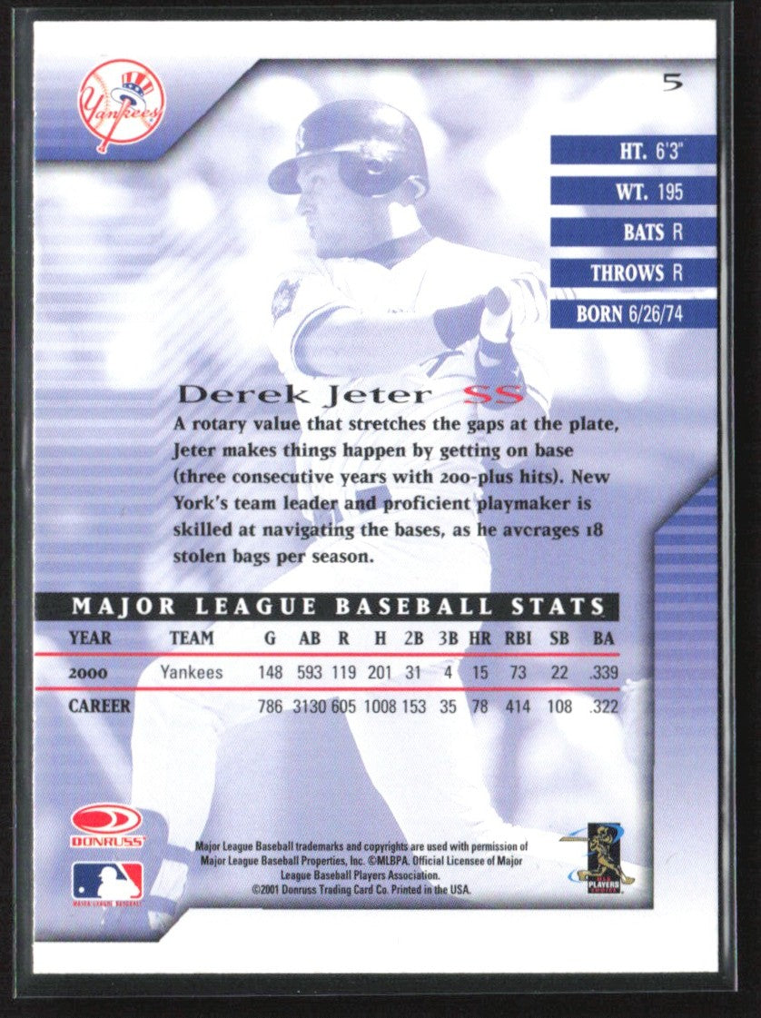 Derek Jeter 2001 Donruss Signature Series #5 New York Yankees