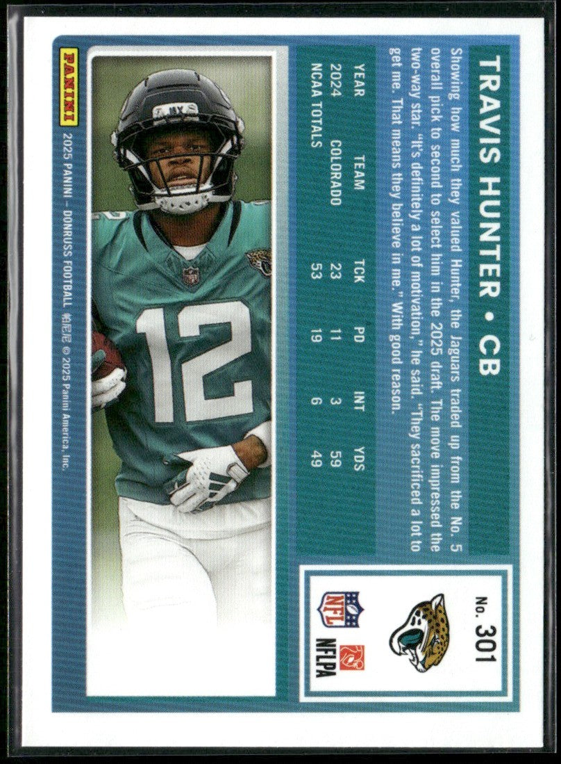 Travis Hunter 2025 Panini Donruss RC #301 Jacksonville Jaguars
