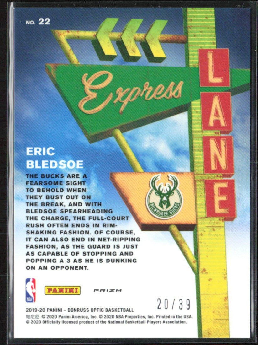 Eric Bledsoe 2019 Donruss Optic Express Lane Orange /39 #22 Milwaukee Bucks