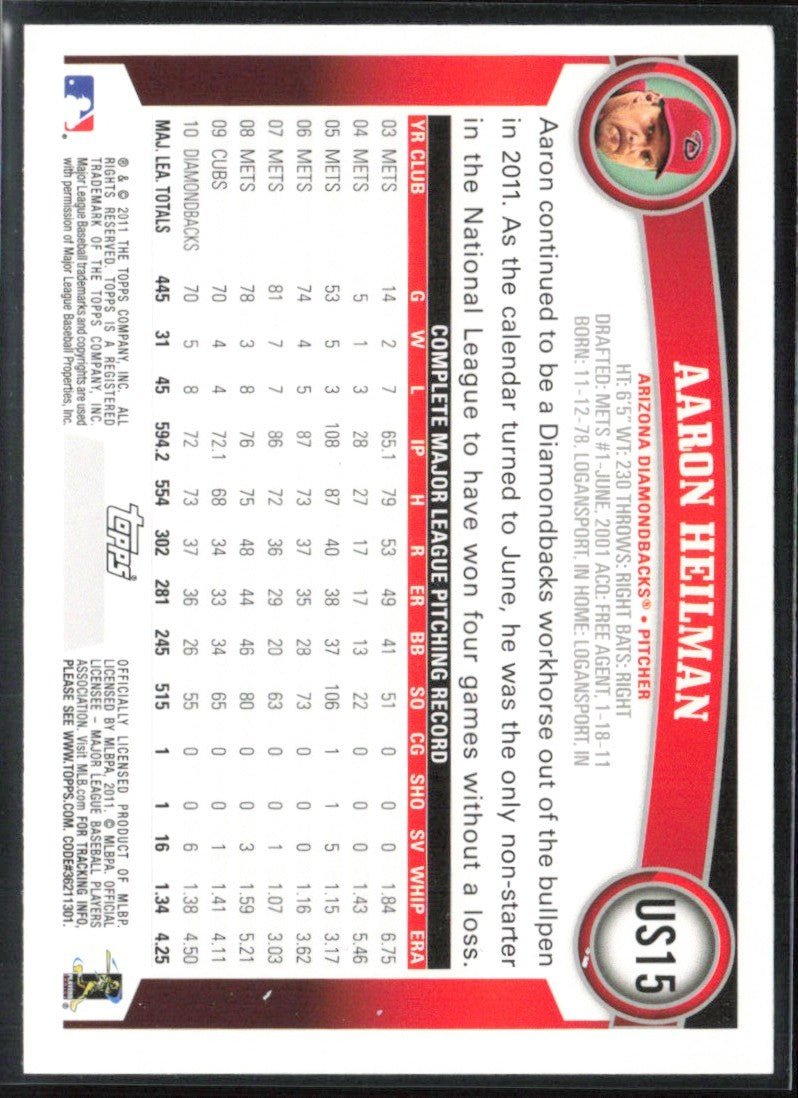 Aaron Heilman 2011 Topps Update Diamond Anniversary #US15 Arizona Diamondbacks