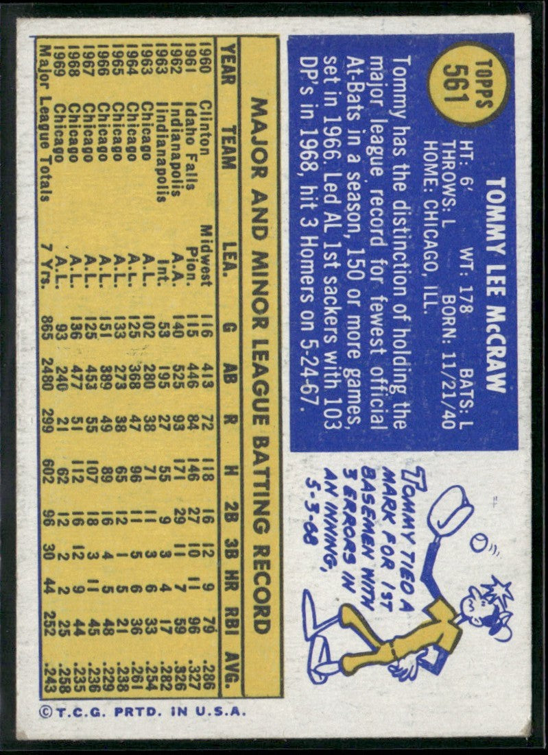 Tom McCraw 1970 Topps #561 Chicago White Sox