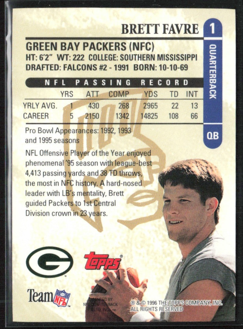 Brett Favre 1996 Topps Gilt Edge #1 Green Bay Packers