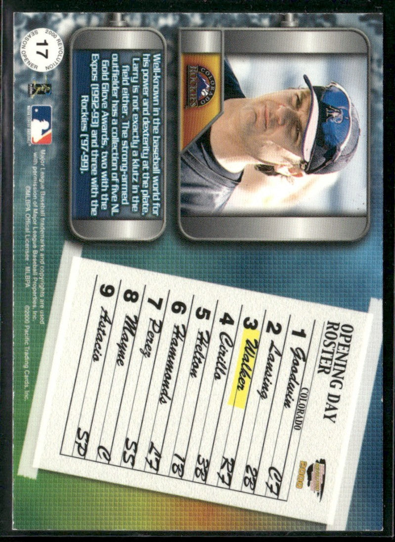 Larry Walker 2000 Pacific Revolution Seson Opener #17 Colorado Rockies