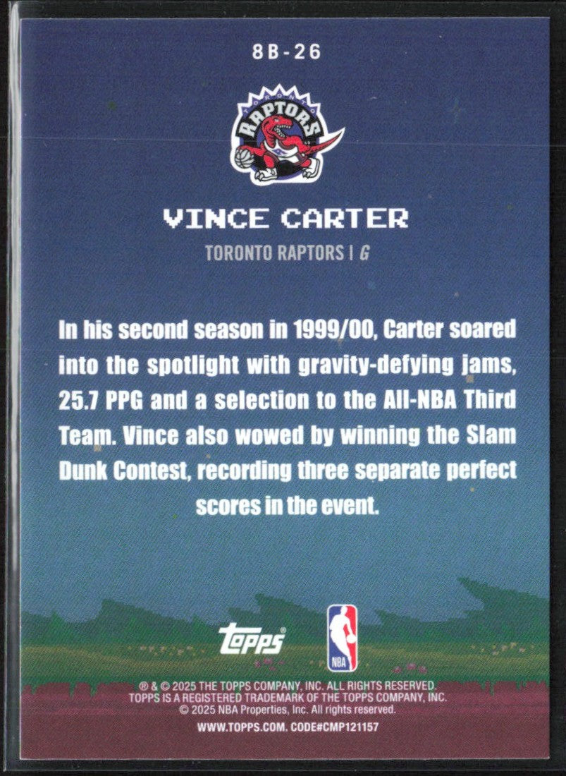 Vince Carter 2025 Topps 8-Bit Ballers #8B-26 Toronto Raptors