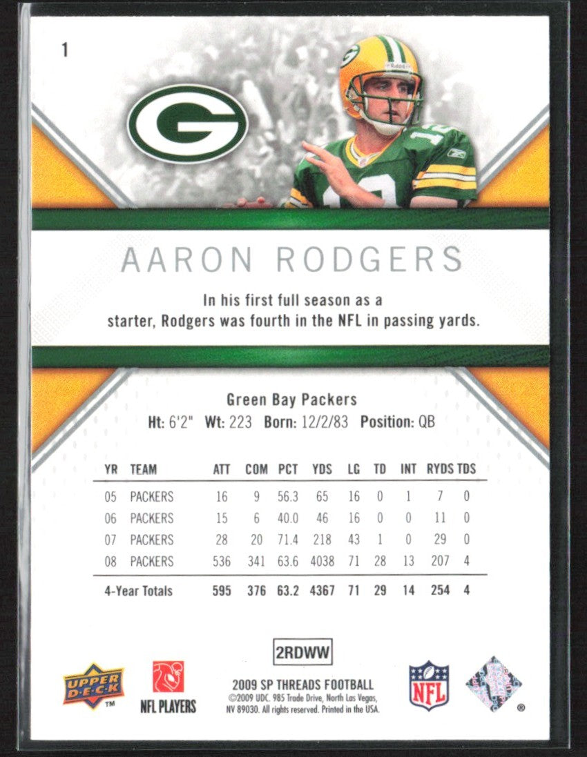 Aaron Rodgers 2009 SP Threads #1 Green Bay Packers