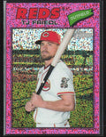 TJ Friedl 2026 Topps Heritage Chrome Pink Sparkle Refractor #296 Cincinnati Reds