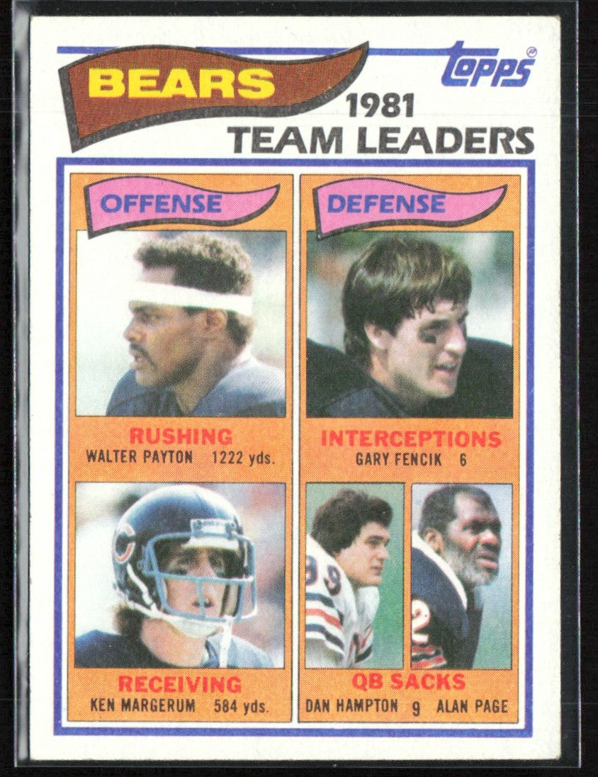 Walter Payton Fencik Margerum 1982 Topps #292 Chicago Bears
