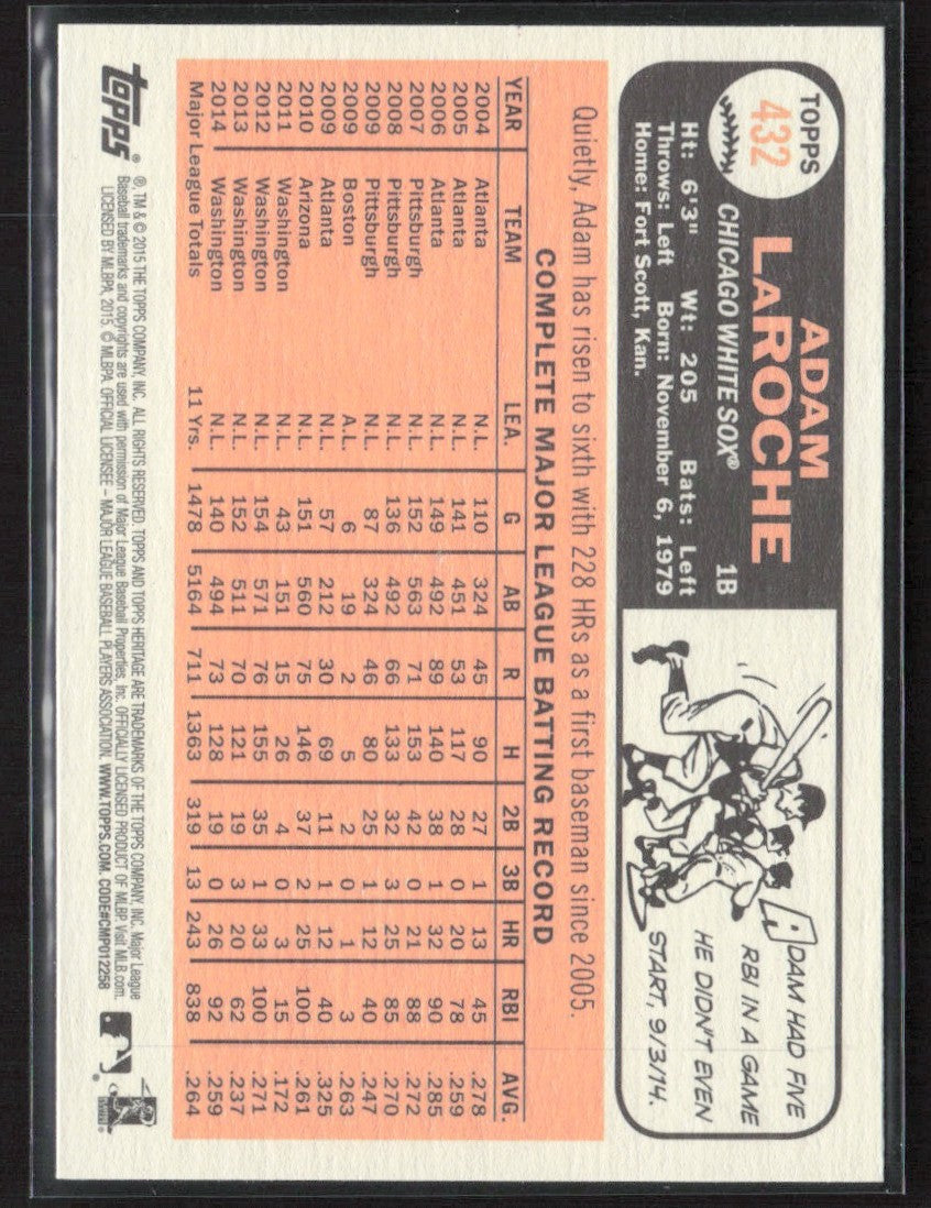 Adam LaRoche 2015 Topps Heritage #432 Chicago White Sox