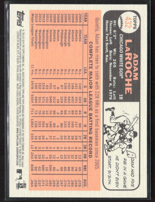 Adam LaRoche 2015 Topps Heritage #432 Chicago White Sox