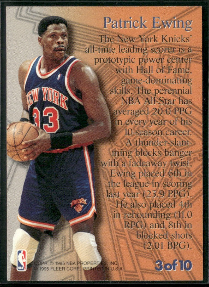 Patrick Ewing 1995 Fleer Metal Steel Tower #3 New York Knicks