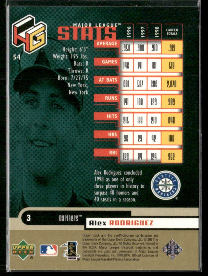 Alex Rodriguez 1999 Hologrfx AuSome Gold #54 Seattle Mariners