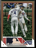 Morel and Velazquez Celebrate W 2023 Topps Gold /2023 #376 Chicago Cubs