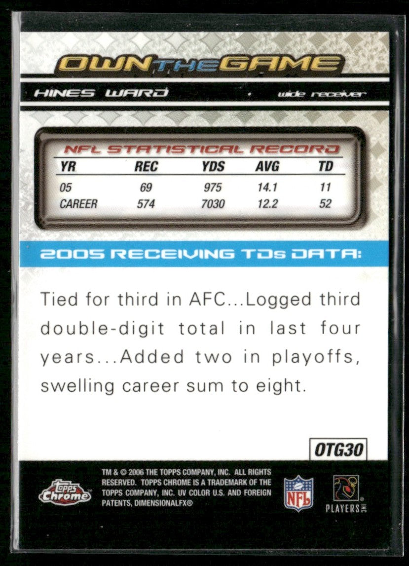 Hines Ward 2006 Topps Own the Game #OTG30 Pittsburgh Steelers