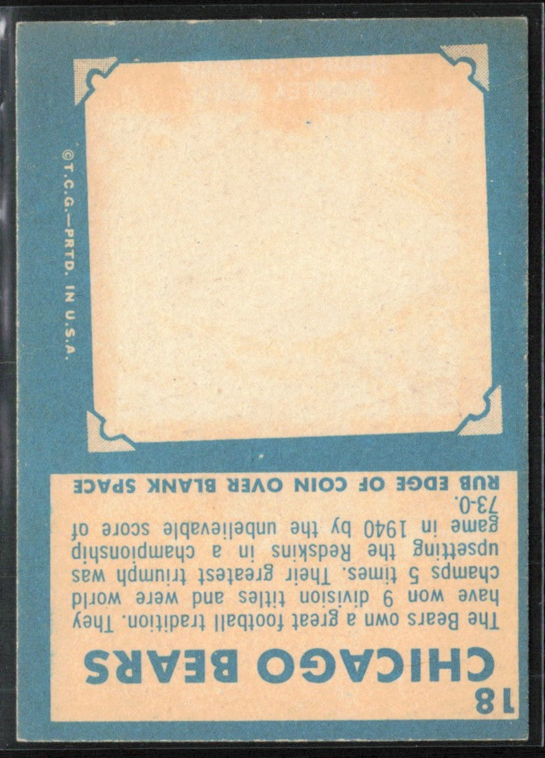 Chicago Bears 1961 Topps #18 Chicago Bears
