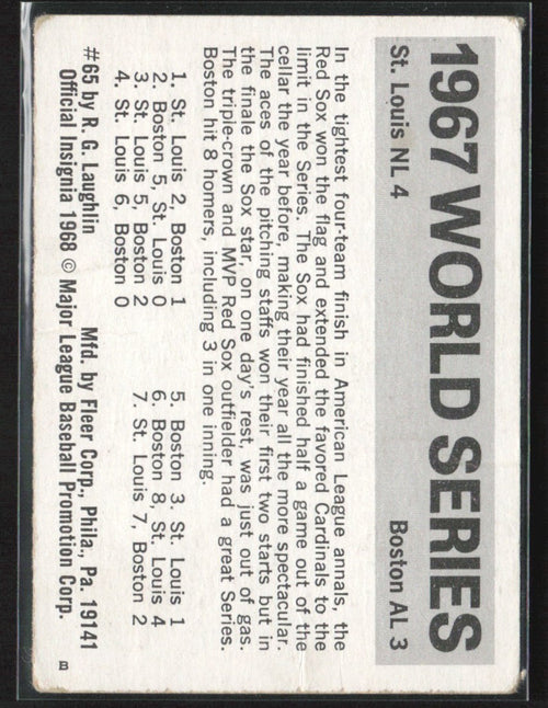 Boston Red Sox/St. Louis Cardinals 1971 Fleer Laughlin World Series #65