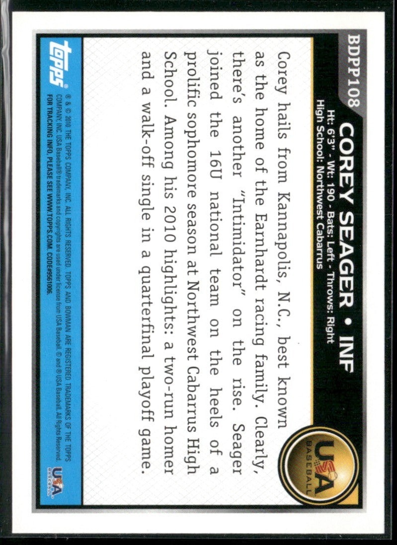 Corey Seager 2010 Bowman Draft Picks & Prospects 1st #BDPP108 USA