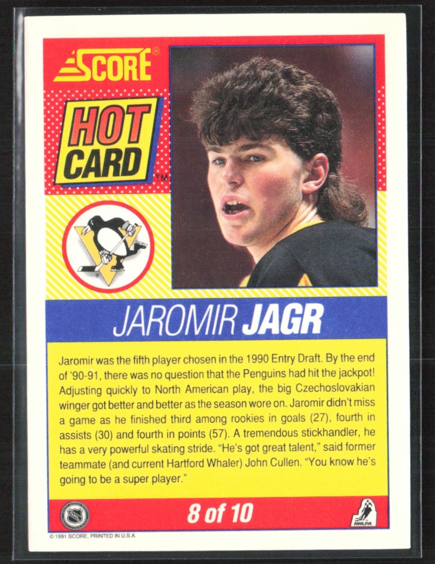 Jaromir Jagr 1991 Score Hot Card #8 Pittsburgh Penguins
