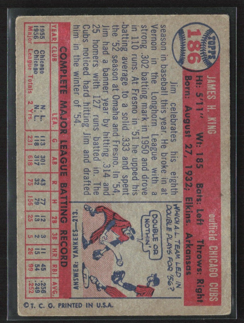 Jim King 1957 Topps #186 Chicago Cubs