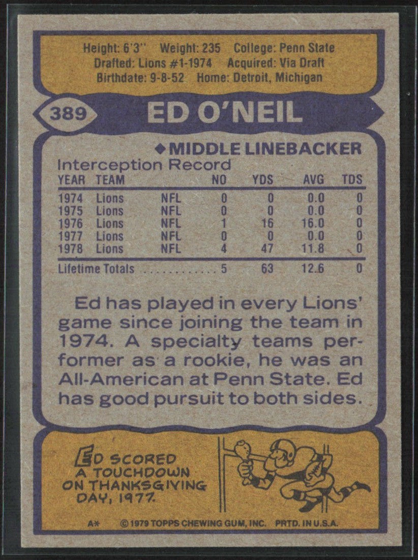 Ed O'Neil 1979 Topps RC #389 Detroit Lions