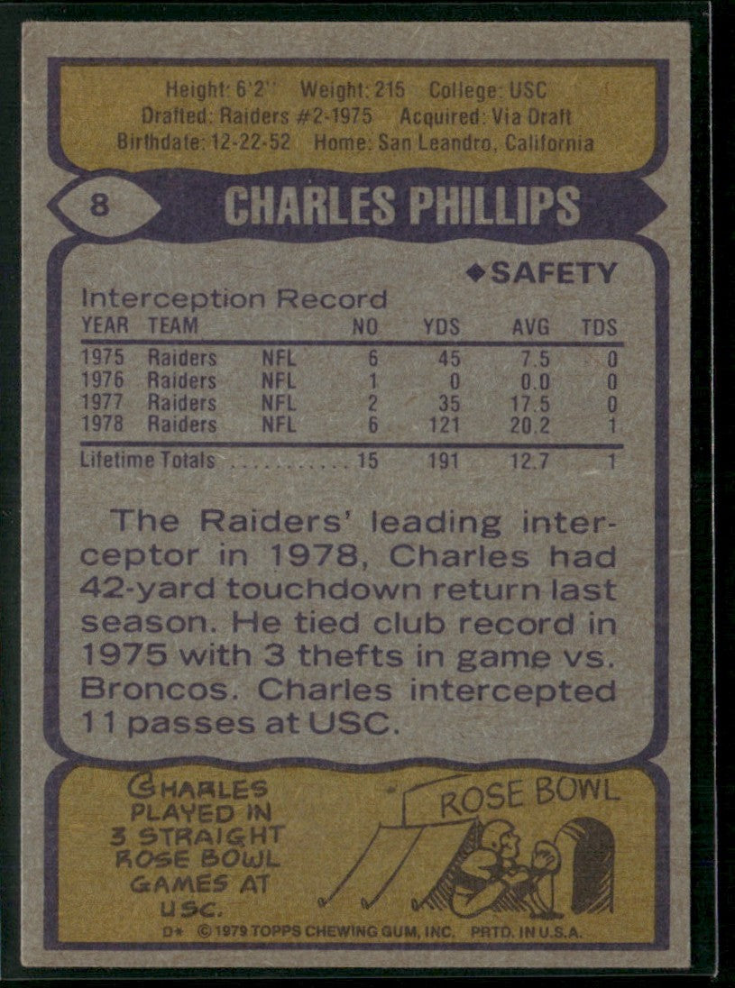 Charles Phillips 1979 Topps #8 Oakland Raiders