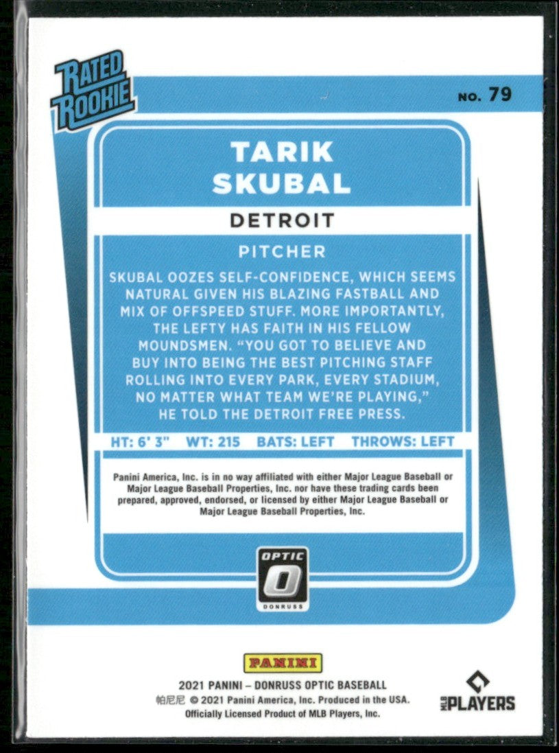 Tarik Skubal 2021 Donruss Optic RC #79 Detroit Tigers
