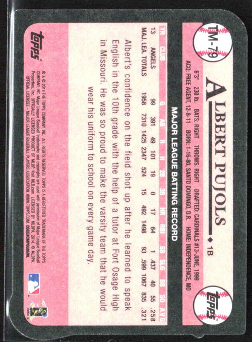 Albert Pujols 2014 Topps 1989 Mini #TM-79 Los Angeles Angels
