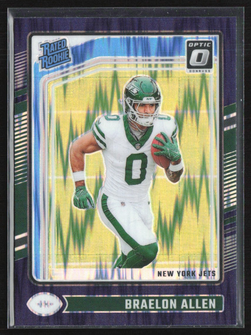 Braelon Allen 2024 Donruss Optic Purple Shock RC #211 New York Jets