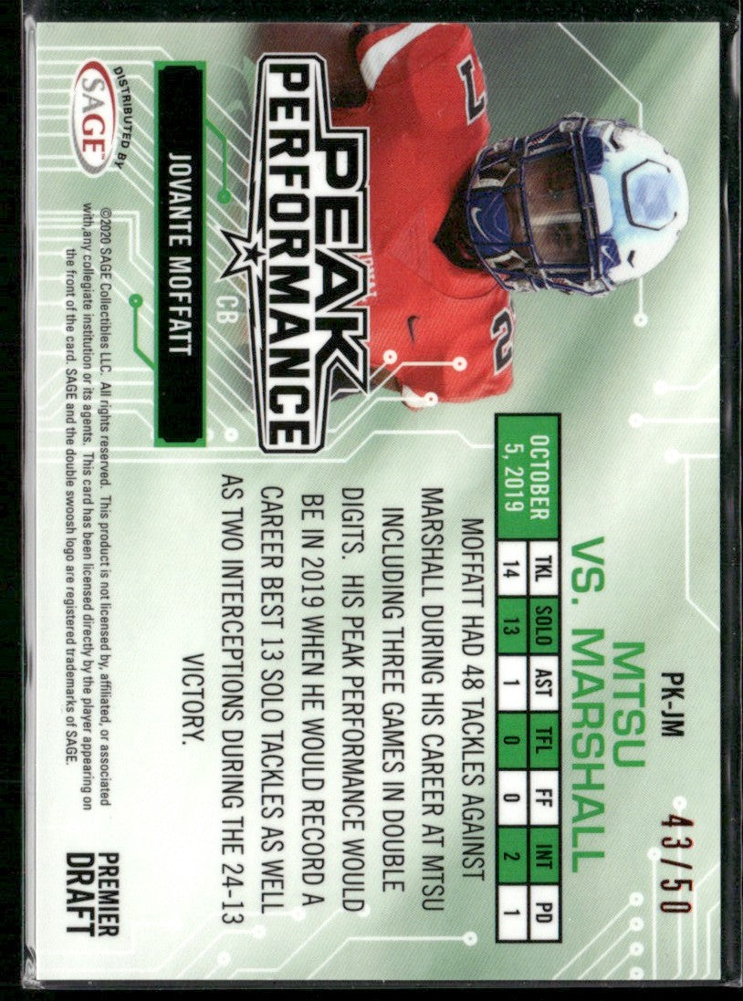 Jovante Moffatt 2020 Sage Hit Peak Performance /50 #PK-JM