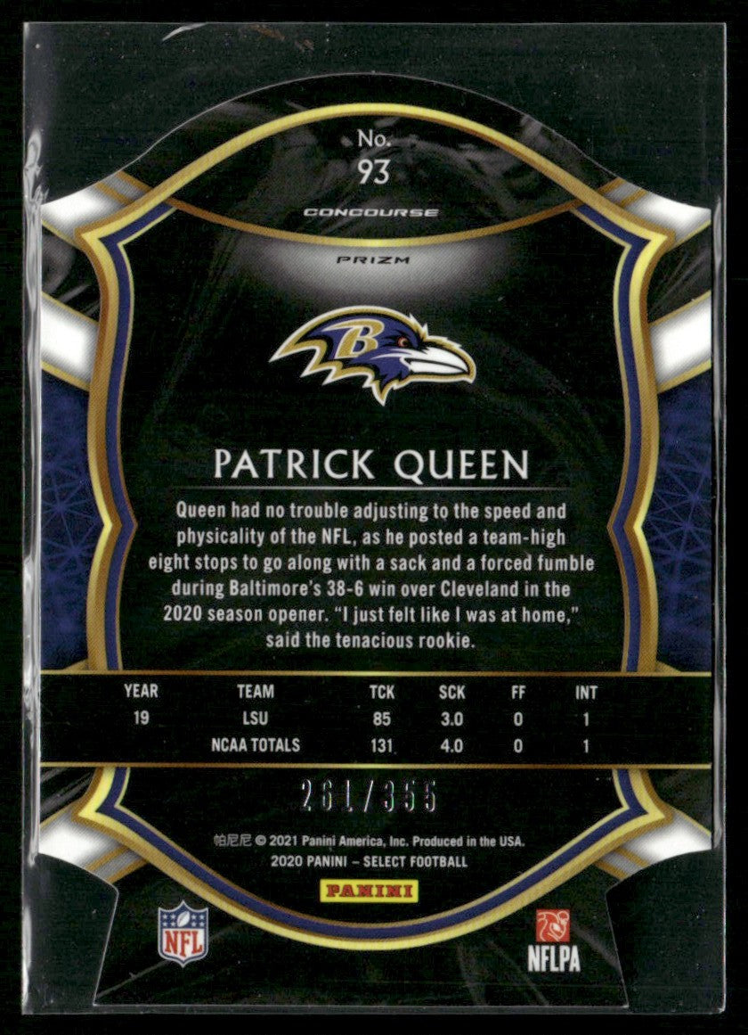 Patrick Queen 2020 Panini Select Concourse Copper Prizm Die-Cut RC /355 #93