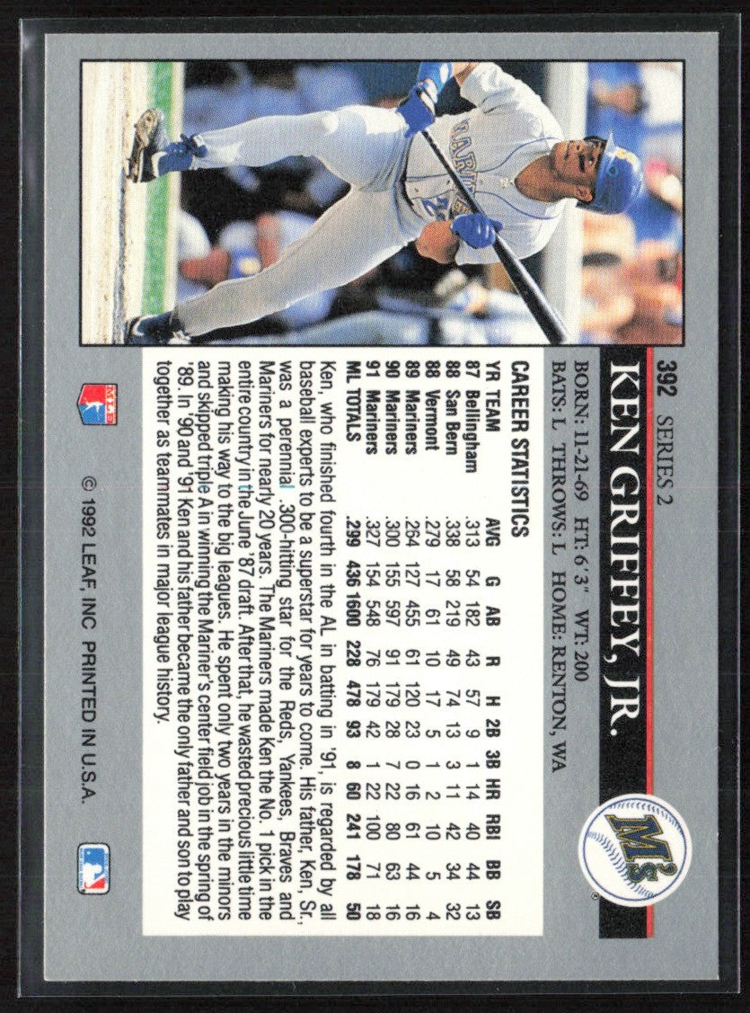 Ken Griffey Jr. 1992 Leaf #392 Seattle Mariners