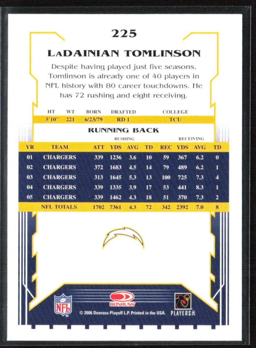 LaDainian Tomlinson 2006 Score Select #225 San Diego Chargers
