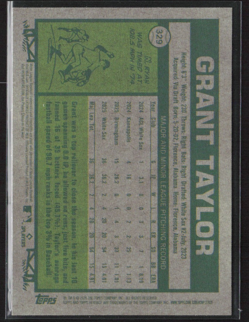 Grant Taylor 2026 Topps Heritage Chrome Pink Sparkle Refractor RC #329